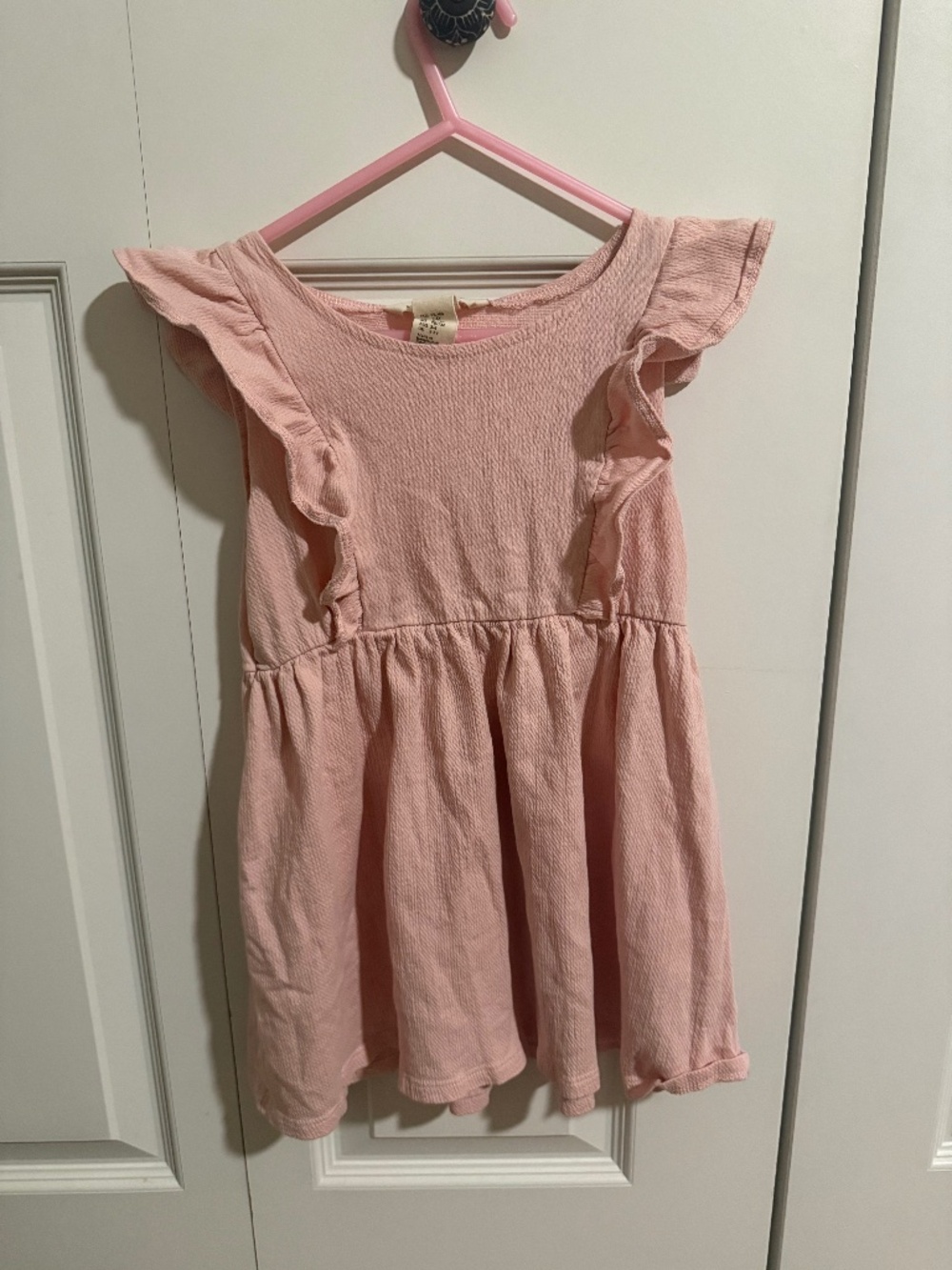 H&M size 2-4 years girls pink ruffle sleeve dress